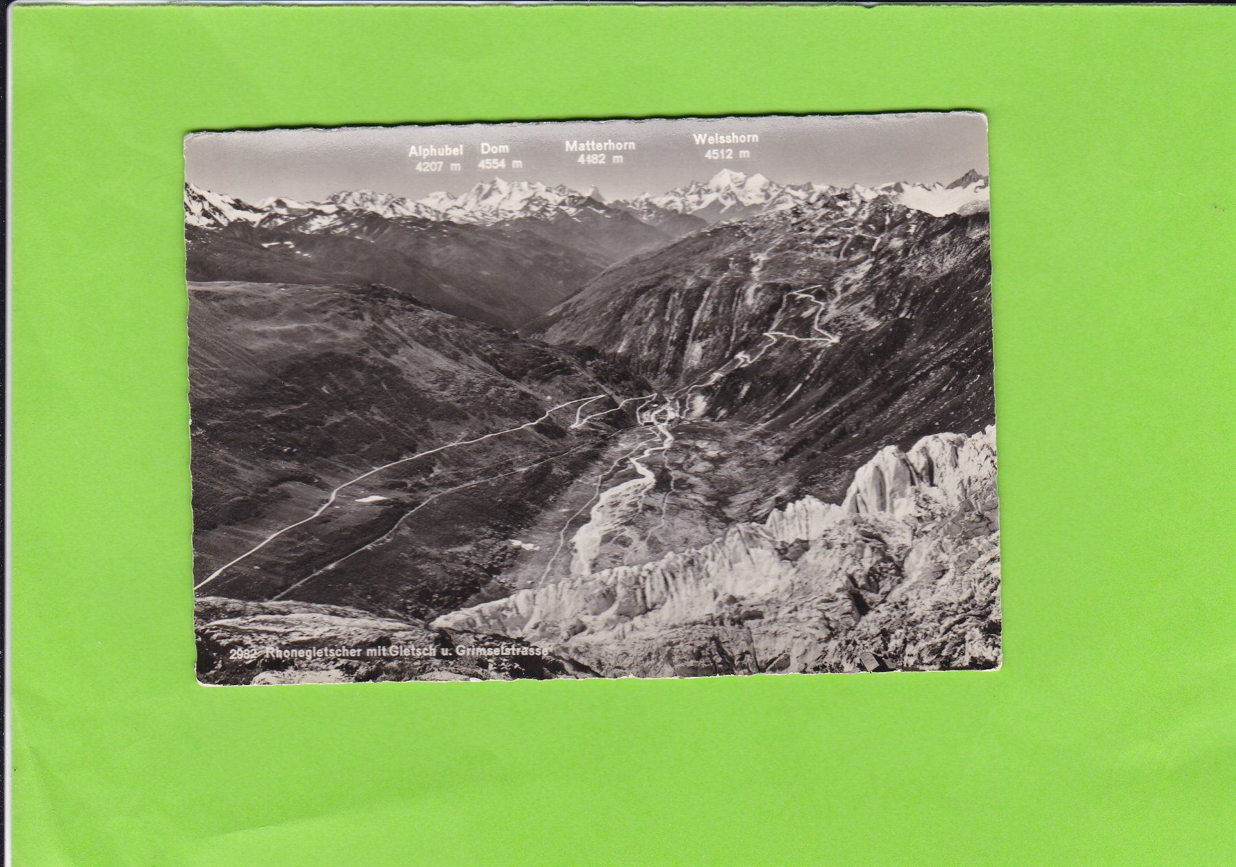 Cartoline postali: Rhonegletscher mit Gletsch und Grimselstrasse – Usato da St. Peterzell venduto da neckertal