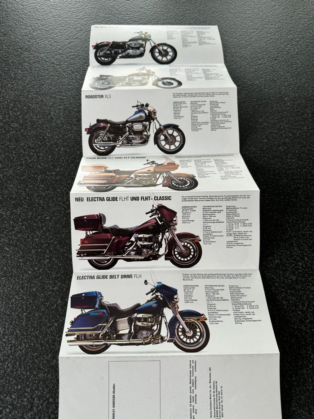 Documenti: Harley Davidson Prospekt, Broschüre, Flyer von 1983 – Usato da Niederhasli venduto da Berno