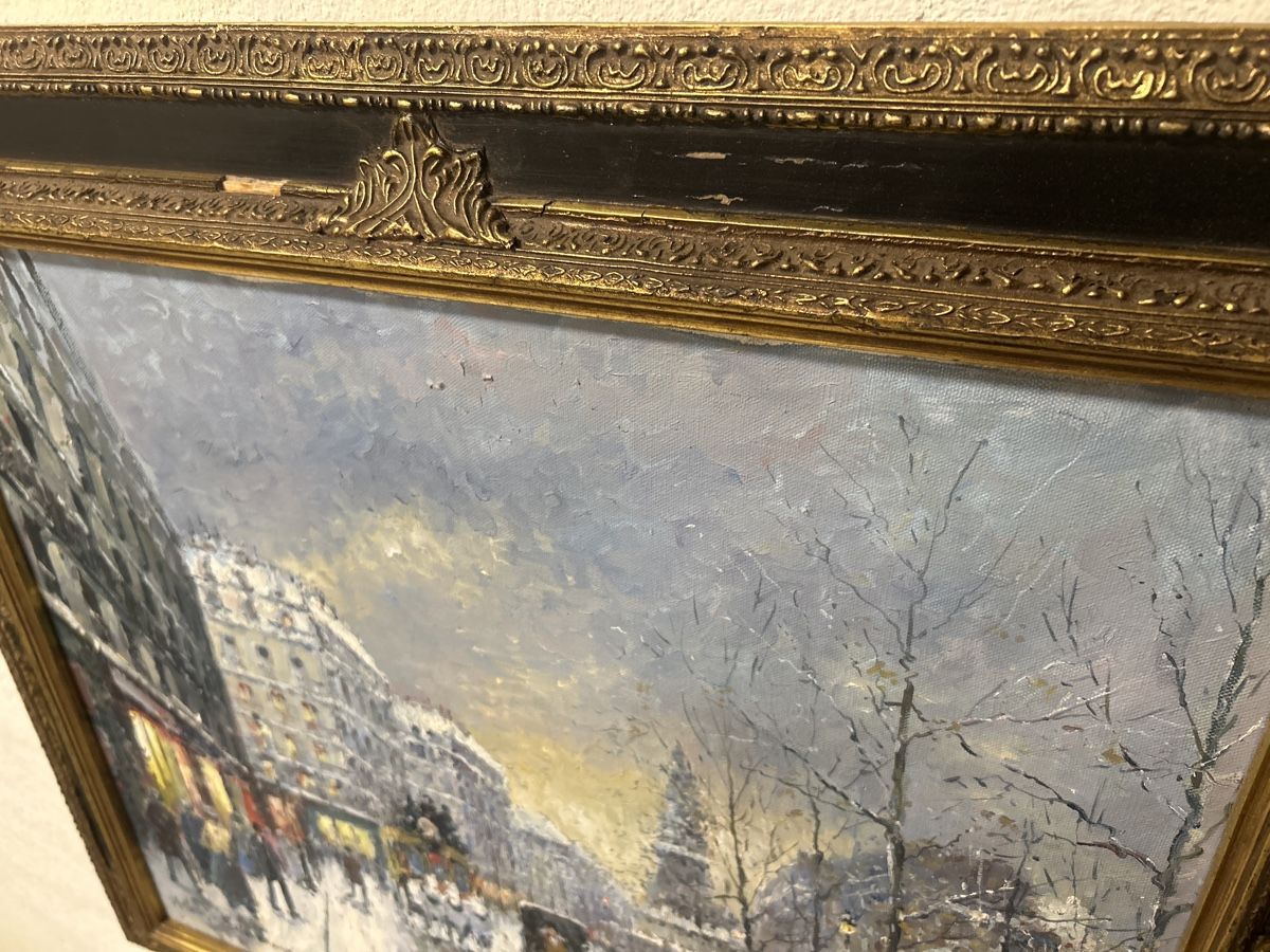 Dipinti: Winterliches Paris Ölgemälde Signiert, 60x50cm – Usato da Glarus venduto da KunstWerkEr-LS87 5