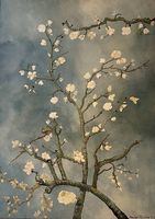 Tableau représentant un poirier en fleur 
