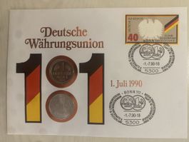 Numisbrief Deutsche Währungsunion 2x1 Mark