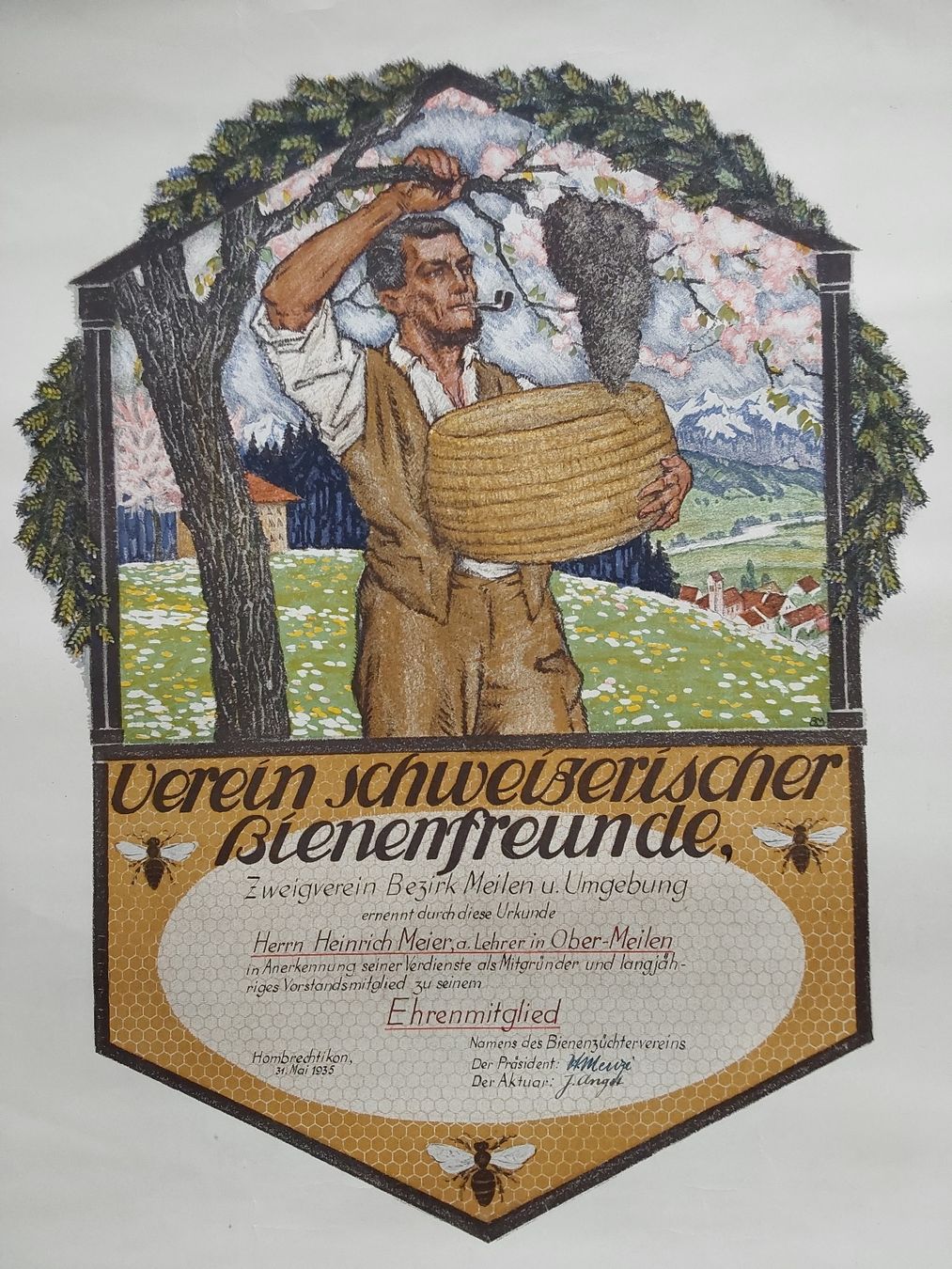 Grafica & Litografie: Verein Schweizerischer Bienefreunde Lithographie  – Usato da Steinach venduto da Chilli1957 6