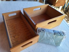 2 STK KARTEIBOXEN HOLZ GEZAPFT