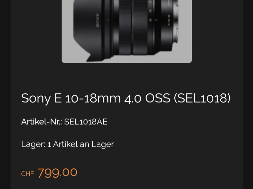 Sony Obiettivi: Objektiv Sony E 10-18 4 OSS – Usato da Nendeln venduto da Zopfie_ 2