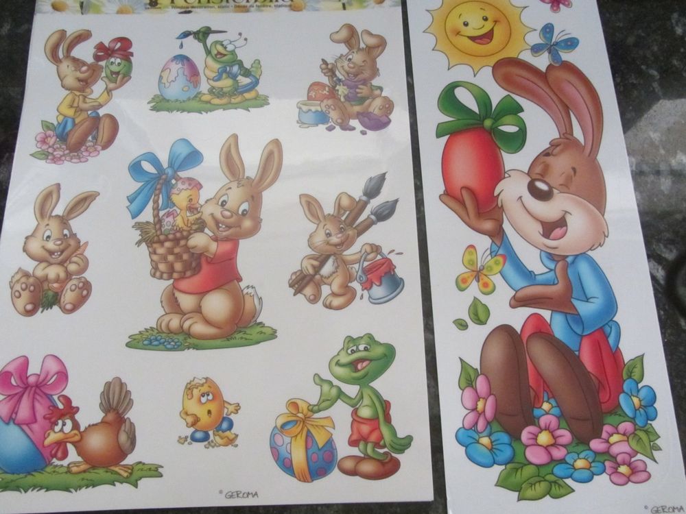 4 Bögen Fensterbilder Frühling/Ostern - Statisch Haftend, Wiederverwendbar, Mit Blumen & Schmetterlingen