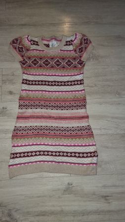 Mädchen Strickkleid Gr.n140 Frühling beige rosa