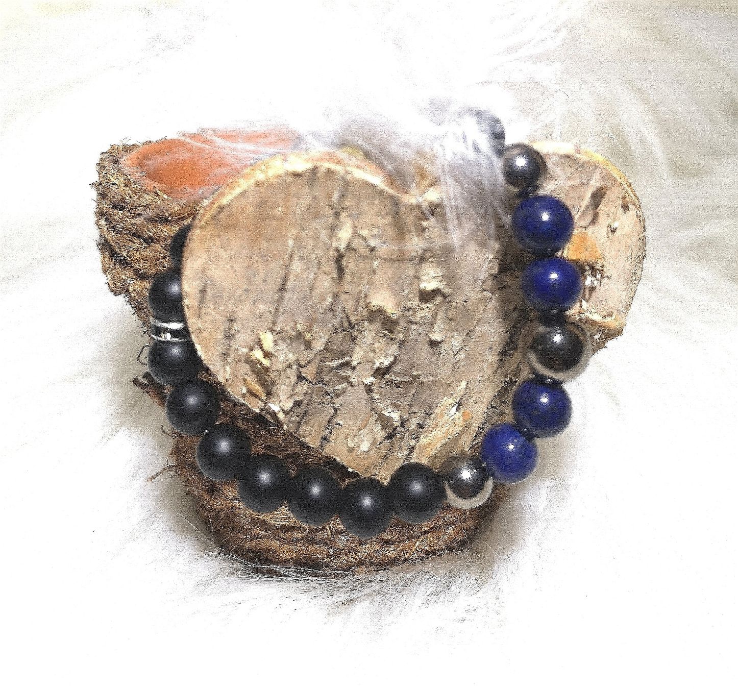 Bracciali & Braccialetti: schwarz-blaue Steinarmk. - Spendenaktion – Nuovo (secondo la descrizione) da Unterkulm venduto da Nachtigall 3
