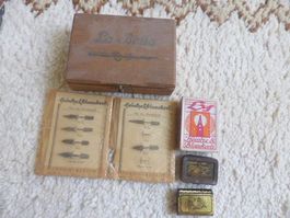 Antike Schreib-Federn,Werbe-Schachteln,Metall/Karton,Kunst