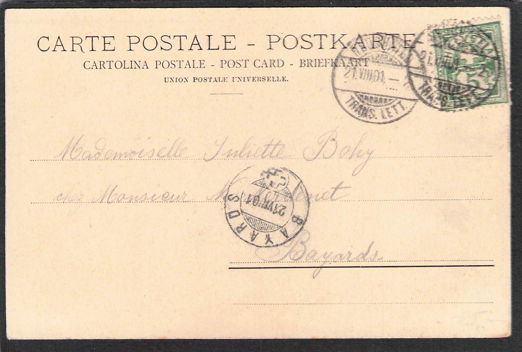 Cartoline postali: CP, Neuchâtel , Collégiale , 1901 – Usato da Reichenburg venduto da Pipo-67 1