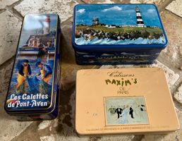 3 boîtes métal vintage: Pont-Aven, Bretagne & Maxim's Paris