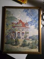 antikes Bild Gemälde Aquarell Villa mit Garten Eggimann (?)