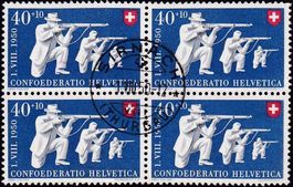 1950, Schiessen Nr. B50, Viererblock von SIRNACH 1.Vlll.50.