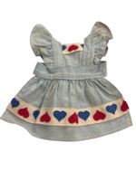 Vintage - Puppenschürze 12 cm lang, hellblau