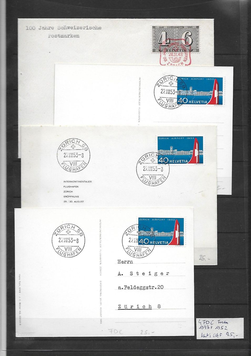 Tous les timbres: 6 FDC Freim 1943 + 1952 Kat: CHF 95.- – D'occasion à Basel par Ilp