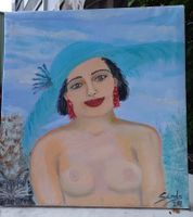 Lady With Hat And Cat Dame mit Hut und Katze Portrait Frau