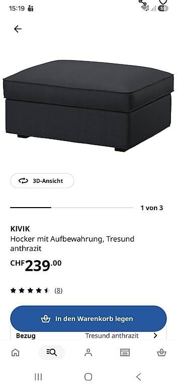 Ikea Sgabelli: IKEA Kivik Hocker mit Stauraum – Usato da Männedorf venduto da Einhornmama