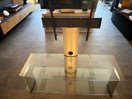 Meuble TV en verre sur roulette