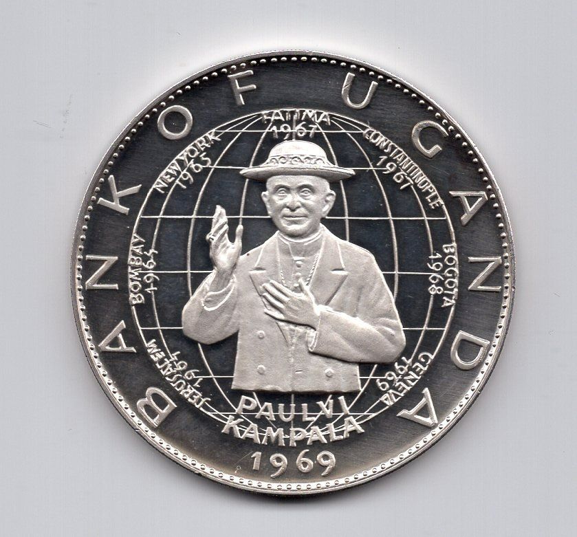 Alle Münzen: (1440) Uganda, 25 Schilling, 1969, Papst, pp – Gebraucht aus Rüthi (Rheintal) von erdnuessli1