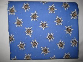 Baumwollstoff blau mit Edelweiss