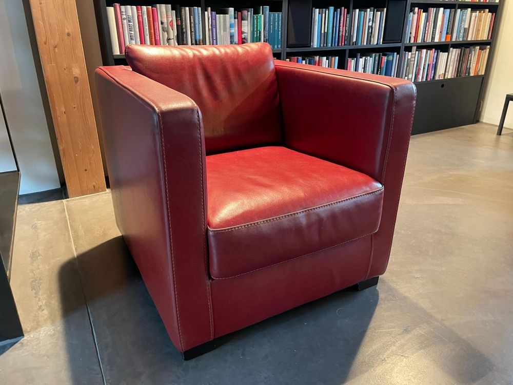 Schöner roter Fauteuil / Sessel aus Echtleder / Designsessel (Gebraucht ...