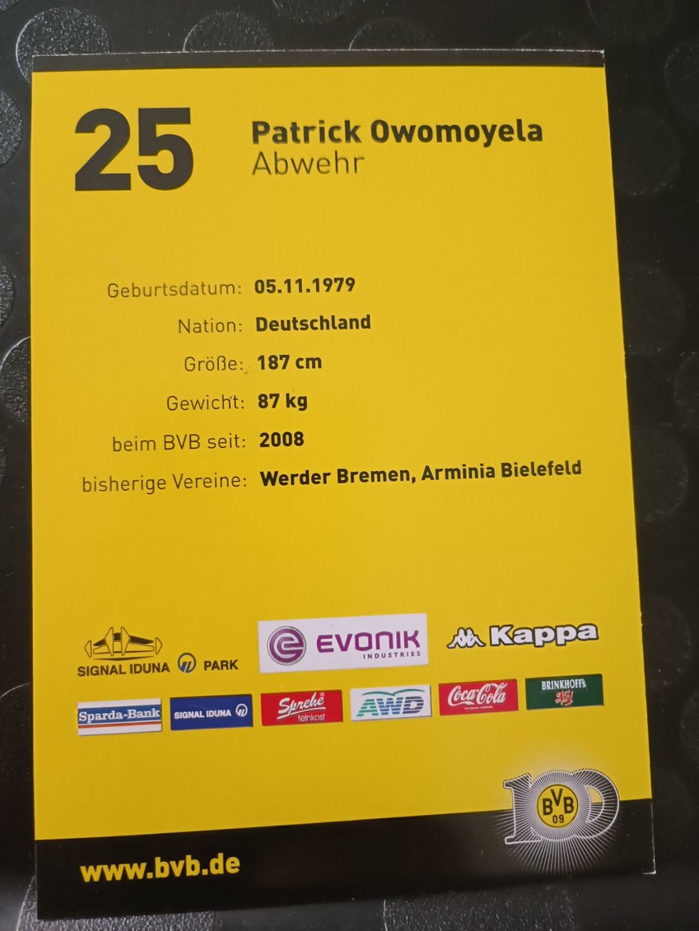 Autogramme: Patrick Owomoyela - handsigniert BVB - Borussia Dortmund – Gebraucht aus Menziken von Artographs 1