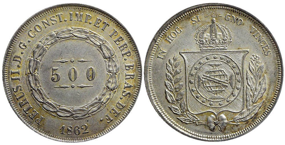 Tutti le monete: Brasilien 500 Reis 1862 – Usato da Chiasso venduto da Novamarketing