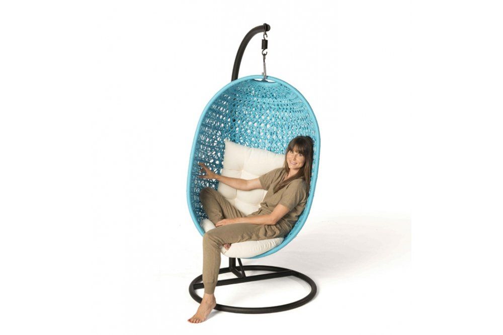 Poltrone pensili da giardino: Rattan Hanging Chair blau – Nuovo e nell'imballaggio originale da Bern venduto da rattan-lounge