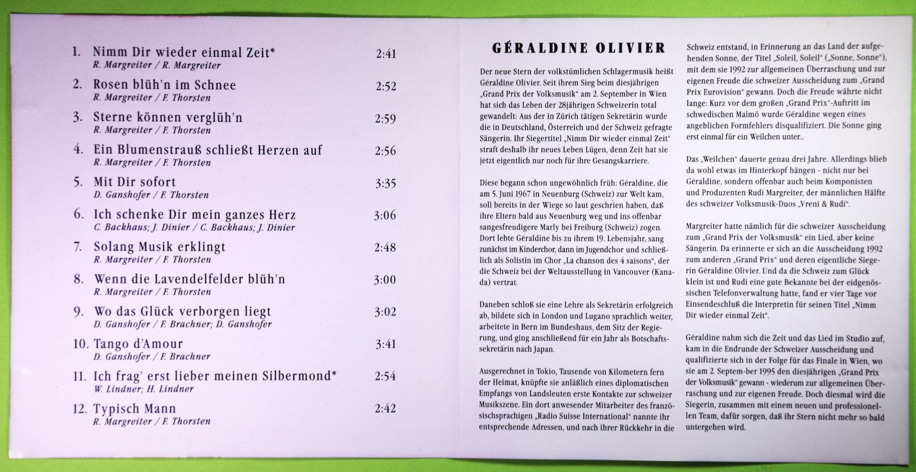 CD: GÉRALDINE OLIVIER / NIMM DIR WIEDER EINMAL ZEIT ! – Nuovo (secondo la descrizione) da Luzern venduto da piro12 3