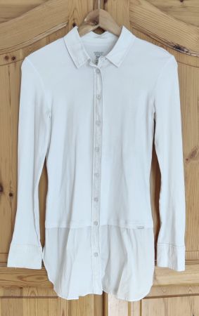 MARC CAIN weisses Hemd-Bluse Shirt Baumwolle Schössli N2/36