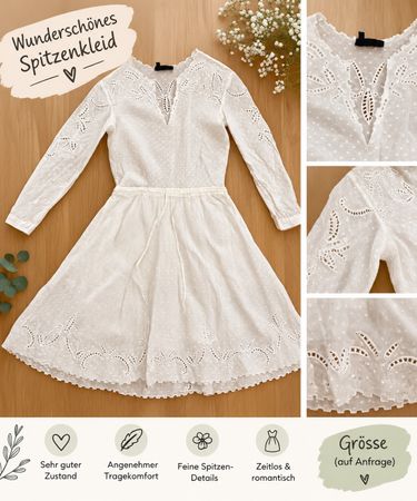 The Kooples Kleid offwhite mit Stickereien Gr. XS/S Baumwoll