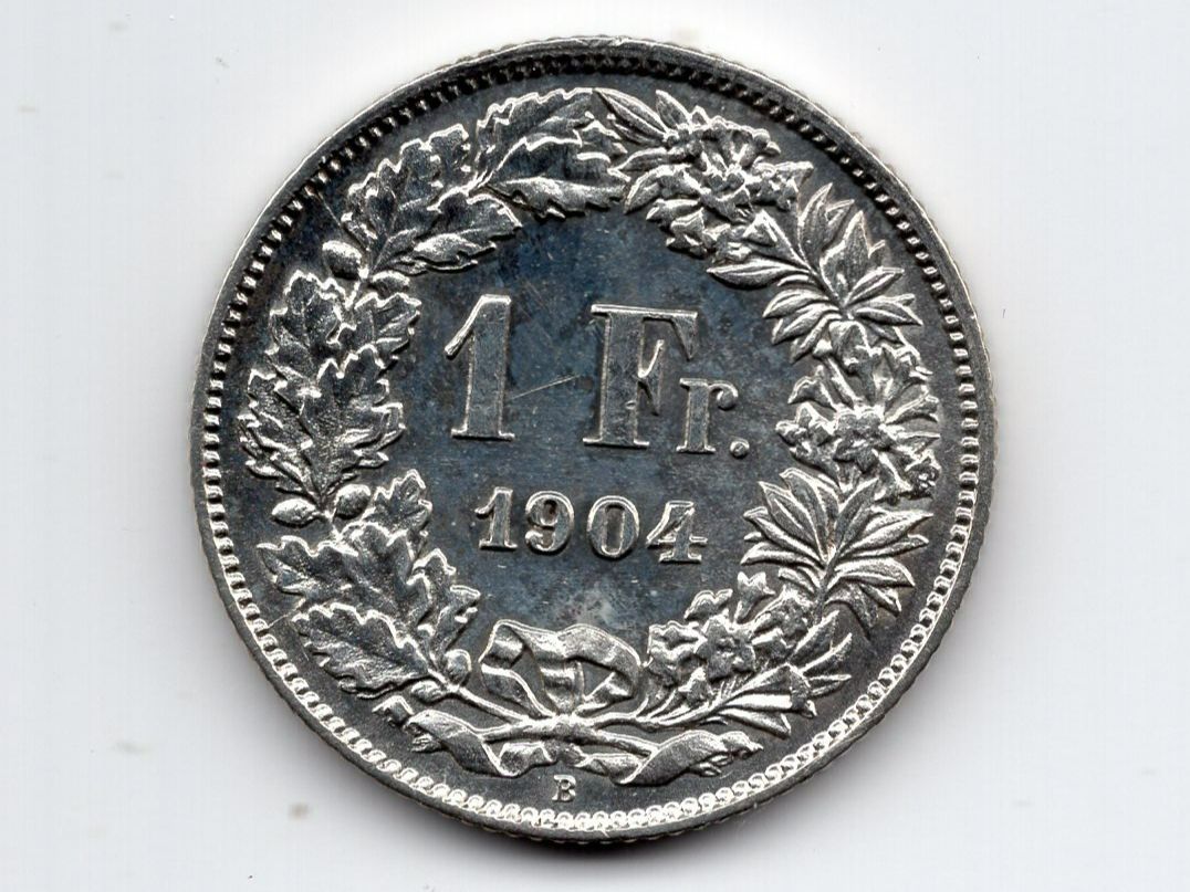 Tutti le monete: (151) Schweiz, 1 Franken 1904, Top stgl – Usato da Rüthi (Rheintal) venduto da erdnuessli1