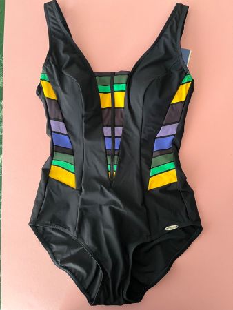 SUNFLAIR, Badekleid, Grösse 38B, Farbe Schwarz/Farbstreifen