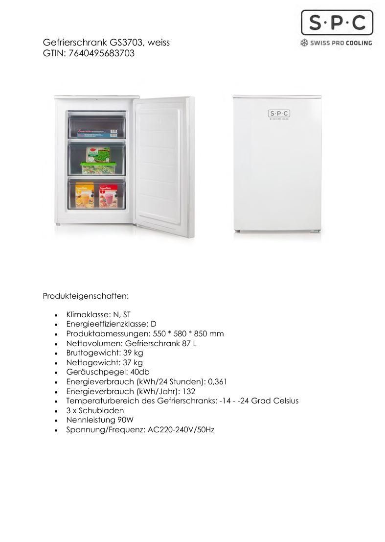 SPC Congélateurs: GS3703 Gefrierschrank – D'occasion à Wängi par SPCSHOP 5