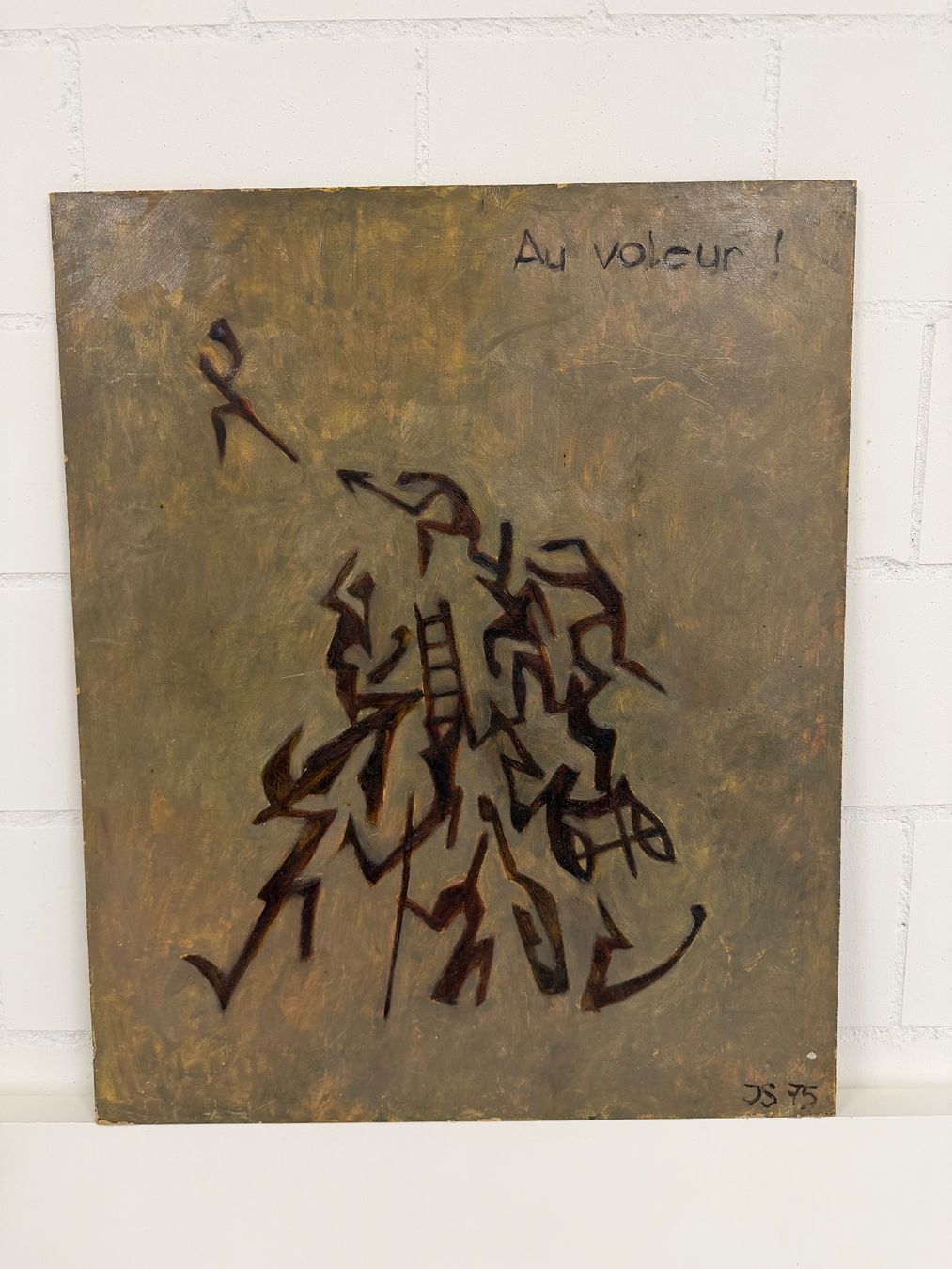 Dipinti: Abstraktes Ölgemälde "Au voleur!" 1975 Einzigartiges Kunst – Usato da Basel venduto da PAUL_ART 2