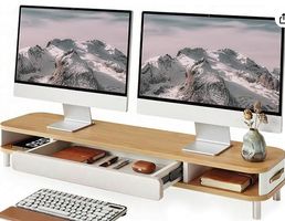 Monitorständer Holz mit Schublade für Schreibtisch neu