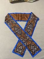 Foulard vintage marron à motifs bleus - 1m62- Sandro