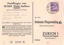 GLOBI Ballonflug vom FLUGMEETING Zürich 1937 WINDEN TG
