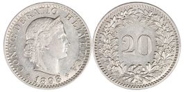 20 Rappen von 1898 (vorzüglich bis unzirkuliert)