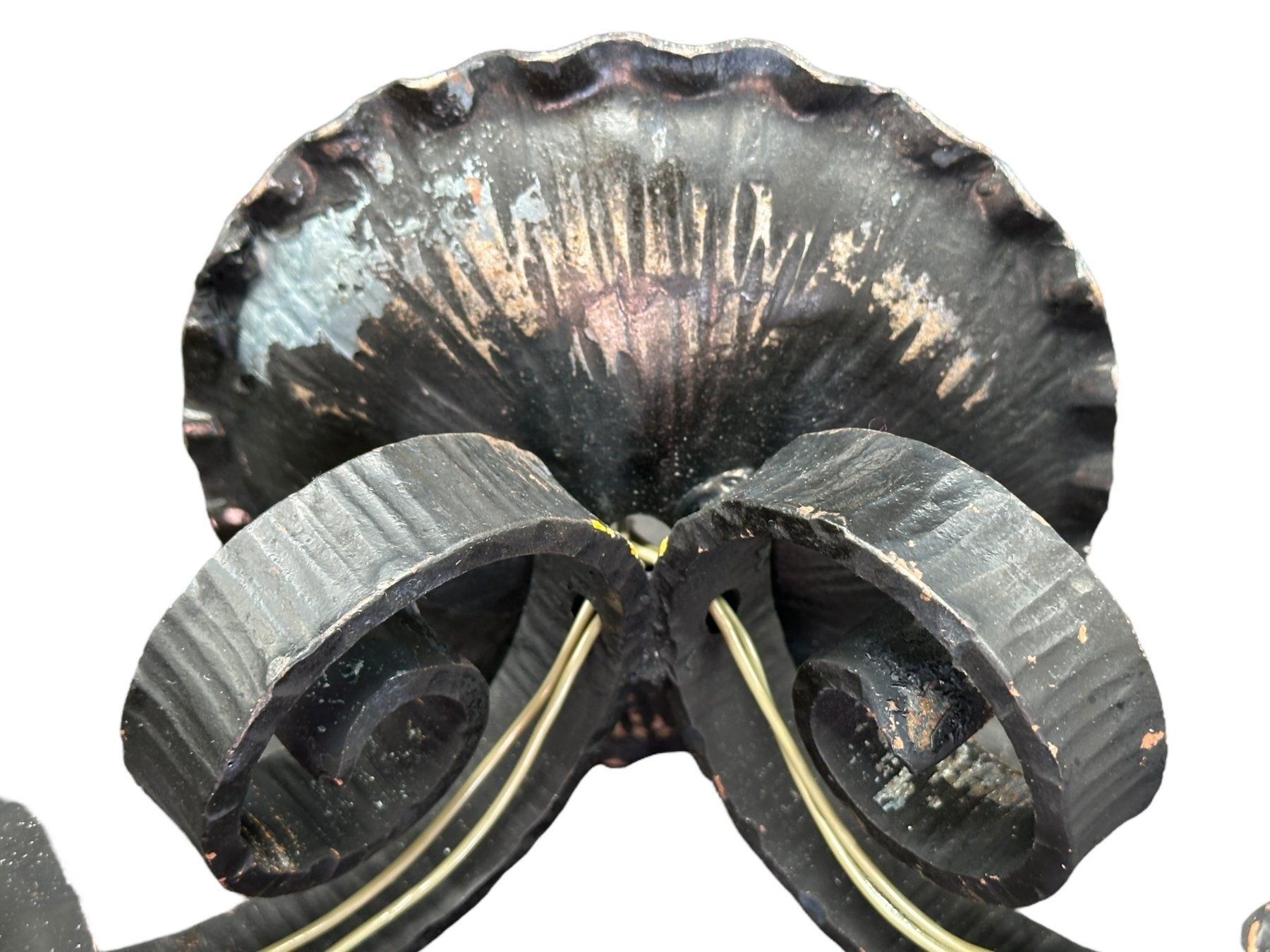 Lampade: Double applique murale mid-century fer forgé verre texturé – Usato da Morges venduto da 1tiquaire 9
