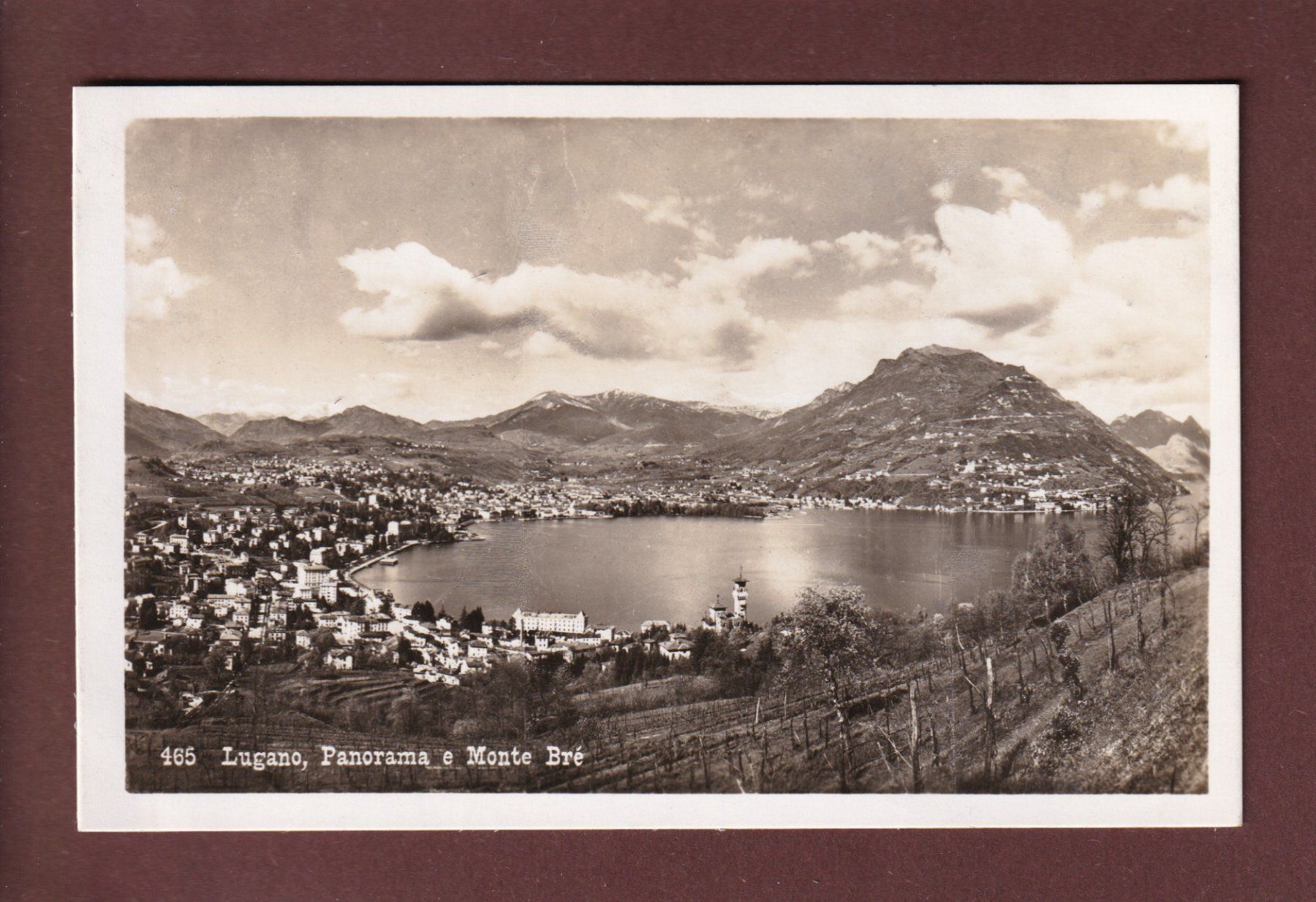 Cartoline postali: LUGANO - Panorama - Monte Brè - 1940 – Usato da Pully venduto da nicecards