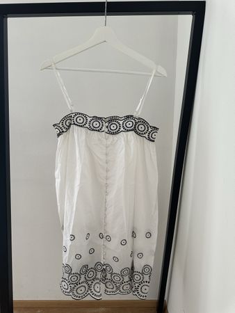 Pepe Jeans, Sommerkleid, weiss, schwarze Stickerei, Gr. M