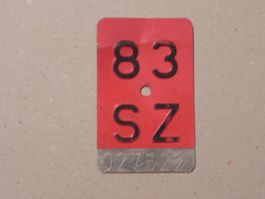 Velo Rad Nummer Velonummer SZ 83 Schwyz 1983 Geschenk
