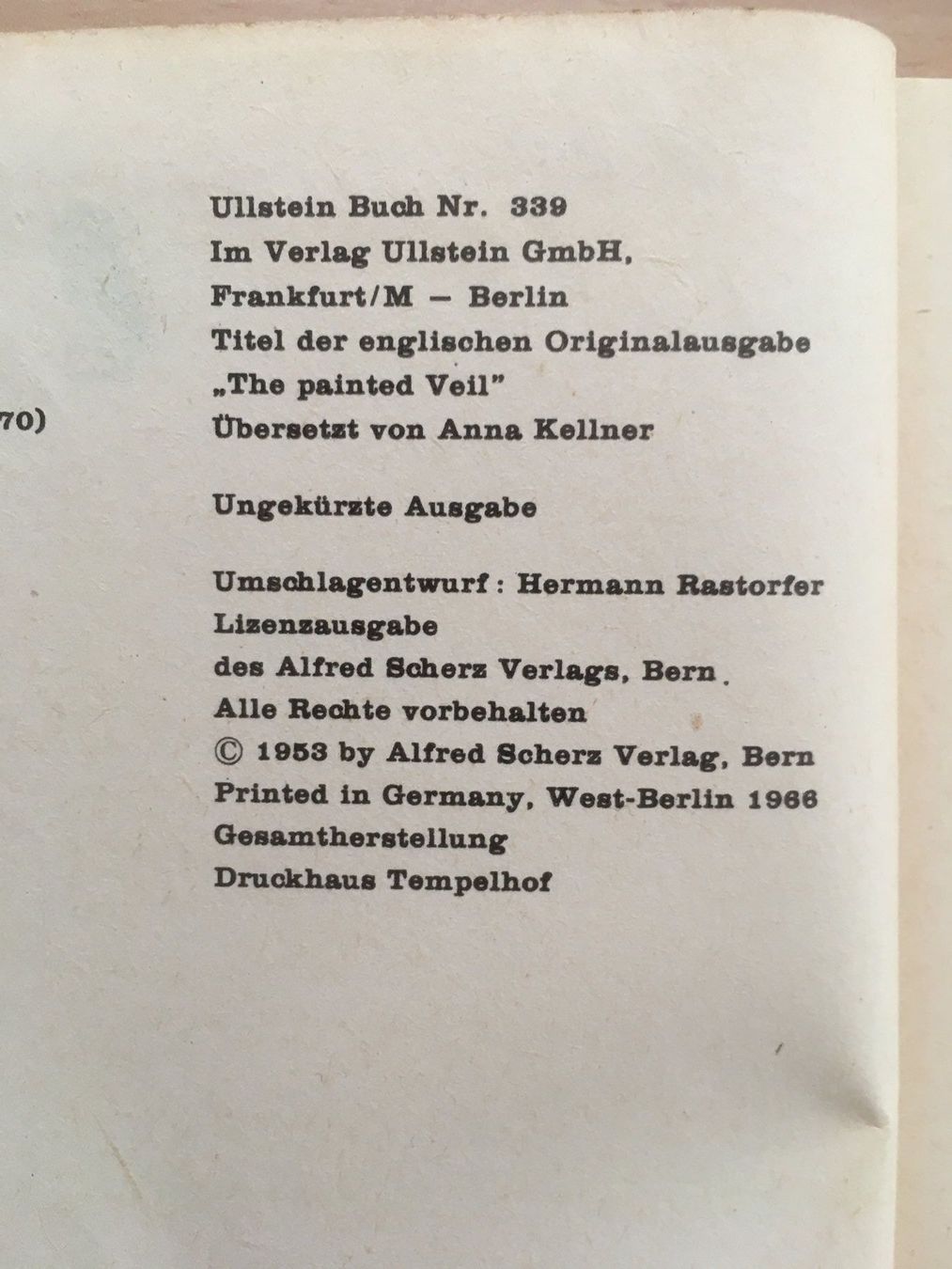Libri: Der bunte Schleier; W. Somerset Maugham – Usato da Grenchen venduto da Kogi7 1
