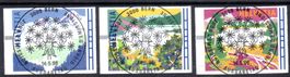 JAHRESZEITEN 3 MARKEN VOLLSTEMPEL AUSGABETAG - HE1