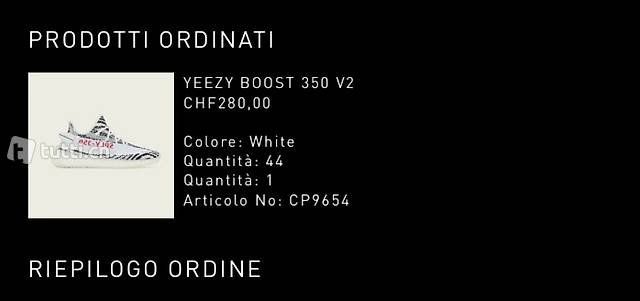Adidas Scarpe da uomo: Yeezy Boost 350 V2 (ZEBRA) - EU44 – Nuovo e nell'imballaggio originale da St. Moritz venduto da comeflywithme