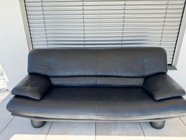 Leather sofa black 