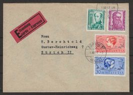 Pro Juventute Serie 1937 auf Express Ersttag Brief