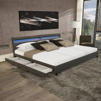 LED Familienbett NUBE mit Schubladen 270 x 200 cm - GRAU
