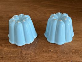 RÖSSLER Puddingförmli hellblau 2 St.Vintage Puddingform 60er