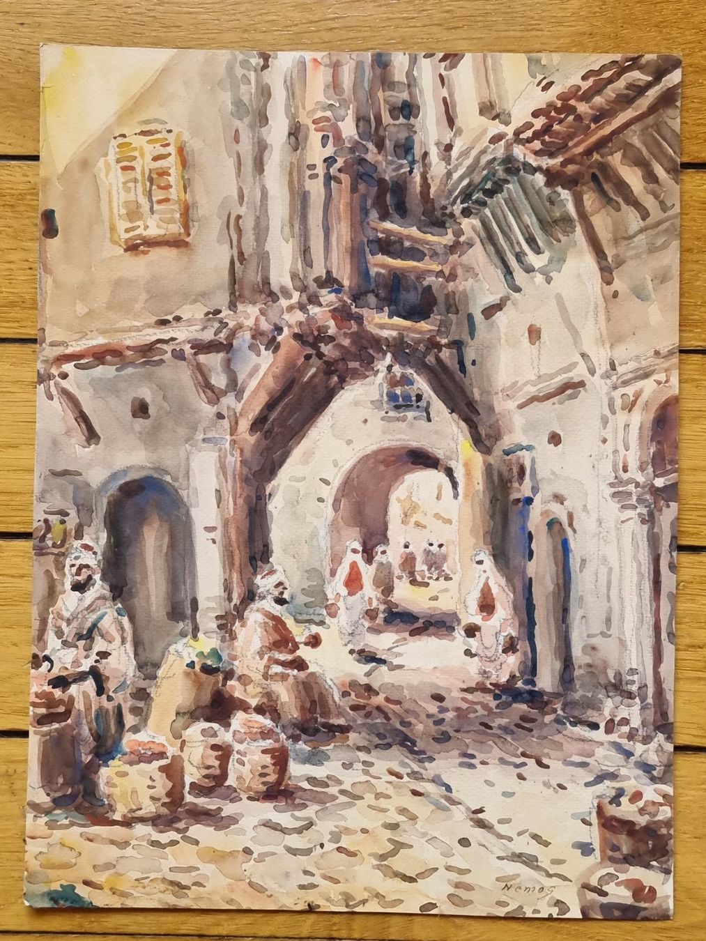Gemälde: Aquarell "Orientalischer Markt", Signiert – Gebraucht aus Schaffhausen von Leveron13